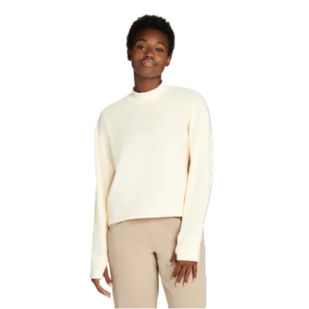 Hoka One One Fleece Crew Longsleeve Shirt in Yellow Beige